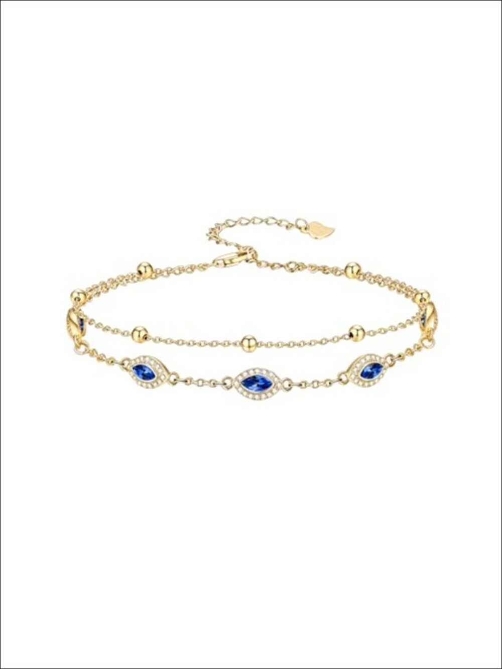 18K Gold Plated Birthstone Bracelet/Anklet with 12 Months Birthstone,